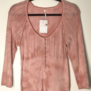 Free People Long Sleeve Pink Top Size XS